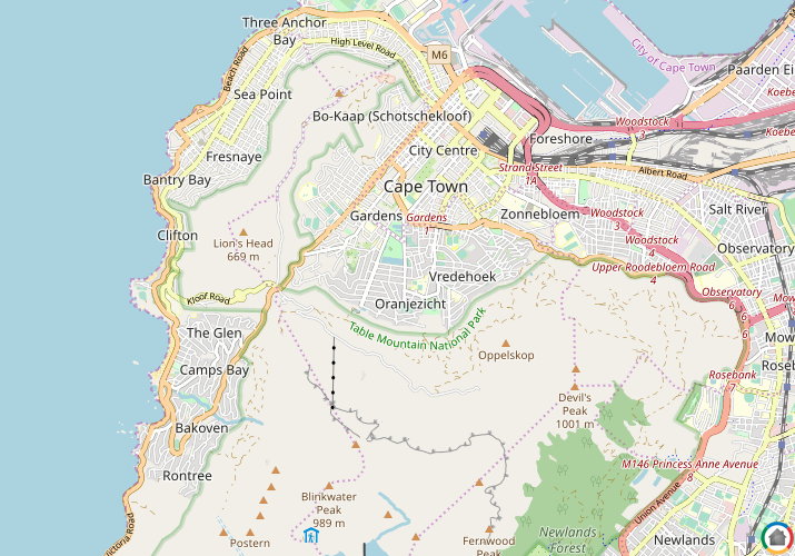 Map location of Oranjezicht
